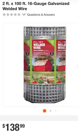 2 ft. x 100 ft. 16-Gauge Galvanized Welded wire fence fencing