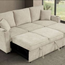 Brand New Beige Adjustable Sectional Sofa Sleeper