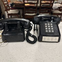 2 Vintage ITT Touch Tone Dial Desk Phone - Black