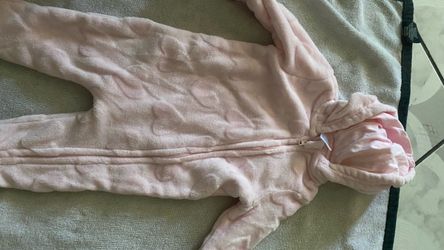 Pink Fleece Baby Footed Zip Romper