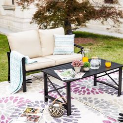 2 piece outdoor coffee table and loveseat conversation set