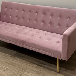 MYINDA Velvet 70.07" Modern Upholstered 2 Seater Sofa, Pink