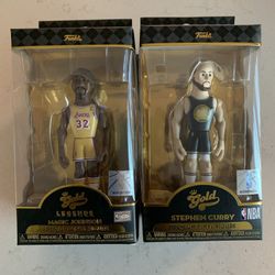 Set Of 2 Gold NBA Legends 5” Figures 
