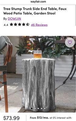Silver Tree Stump Side Table / Accent Table