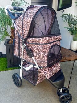 GORGEOUS BROWN LEOPARD PET STROLLER LARGE SIZE FOR PETS UP TO 40LBS 🐾🤎😍❗️