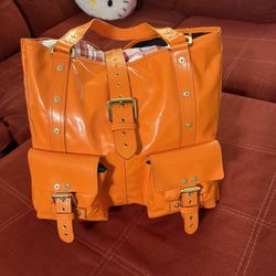 Mulberry Vibrant Orange Patent Leather Roxanne Tote