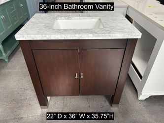 36" Bathroom Vanity with Carrara Marble Countertop & Solid Wood & Plywood Cabinet #3511