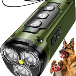  1-Touch Dog Bark Deterrent Devices with 3 Sonic Heads,Portable 50ft Range Anti Barking Device for Dogs,Rechargeable & Safe Dog Training Tool with Fla