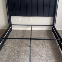 58" Tall Headboard, Velvet Upholstered Platform Bed