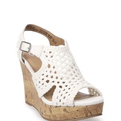 NEW SO Taffy Women’s Wedge Sandals Size 6 Black, White And Natural