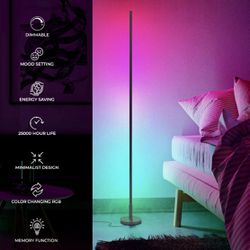 RGB Floor Lamp LED Dimmable Light Multicolored Color Changing 59” White Modern Minimalist COOL!! 