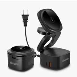 Energizer for Foldable Apple Charging Station 65W GaN USB C PD Fast Charger Stand Dock for Multiple Devices 5 in 1 Magnetic Wireless Charger for iPhon