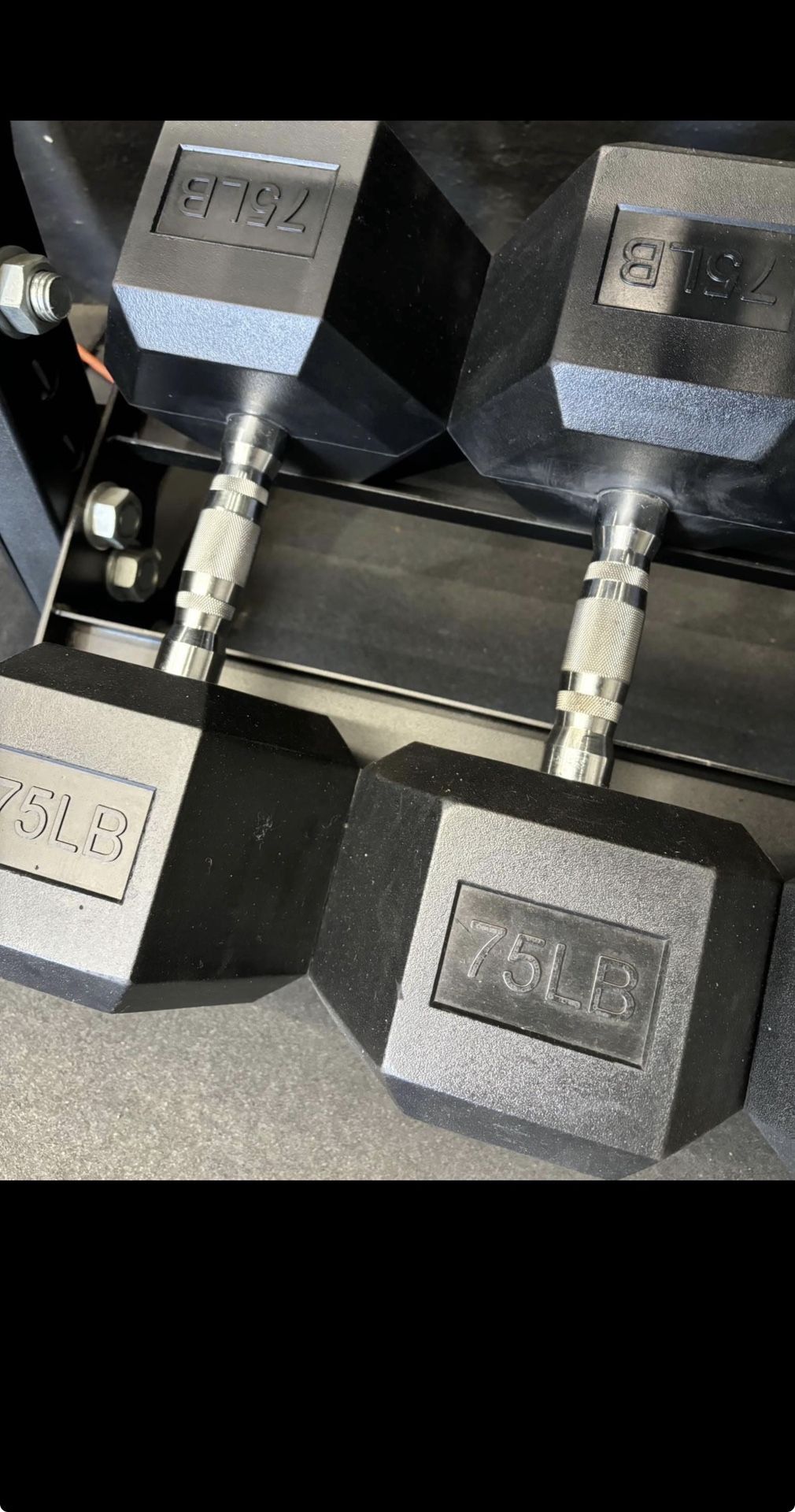 Hex Rubber Dumbbell Pair 75 Ib Vesta Fitness