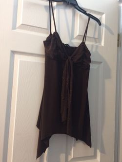 Brown color silky blouse size S euc