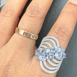 Natural Blue Tanzanite Sterling Silver Ring 925 Size 6 #wedding