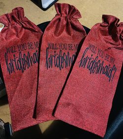 Burlap Bridesmaids Proposal Wine Bags