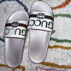 White Gucci Slides