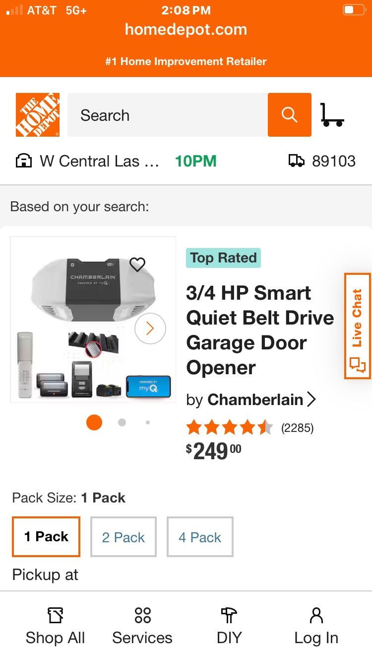 Chamberlain B4505T  3/4 HP Smart Quiet Belt Drive Garage Door Opener - $200 (MSRP $249)