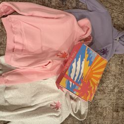 3 Pink Palm Puff Hoodies