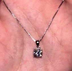 1 Cttw Moissanite Diamond Round Solitaire Necklace 18K WG over platinum silver Retail $169