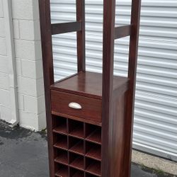 18 Bottle Wooden Wine Bottle and Glass Rack
