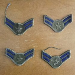US Air Force Military Airman First Class Patch 4" Green & Blue Lot Of 4