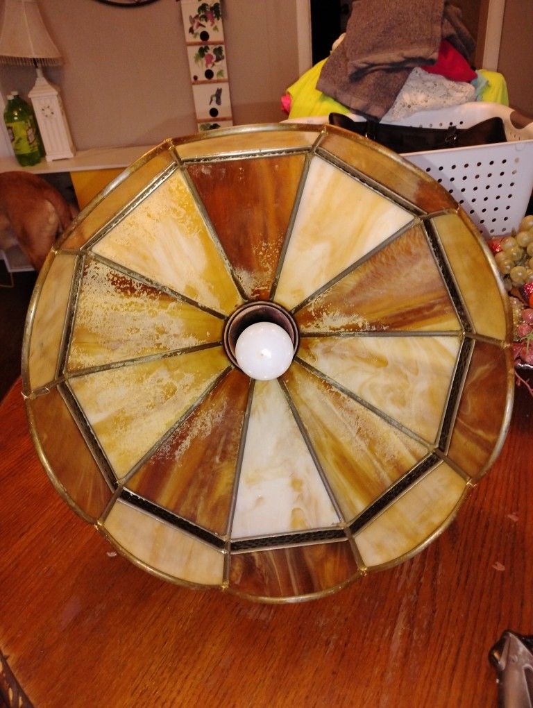 Vintage Stained Glass Swag Light