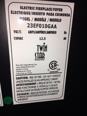 Twin Star Electric Fireplace For In Belmont Ca Offerup