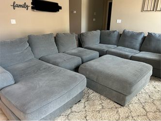 Large Gray Sectional Sofa with Ottoman