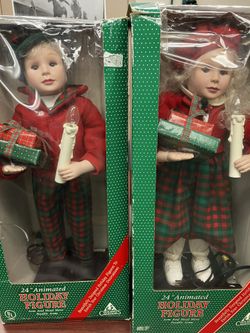 Animated Christmas Carolers 24 Inch Light Up Girl & Boy Set