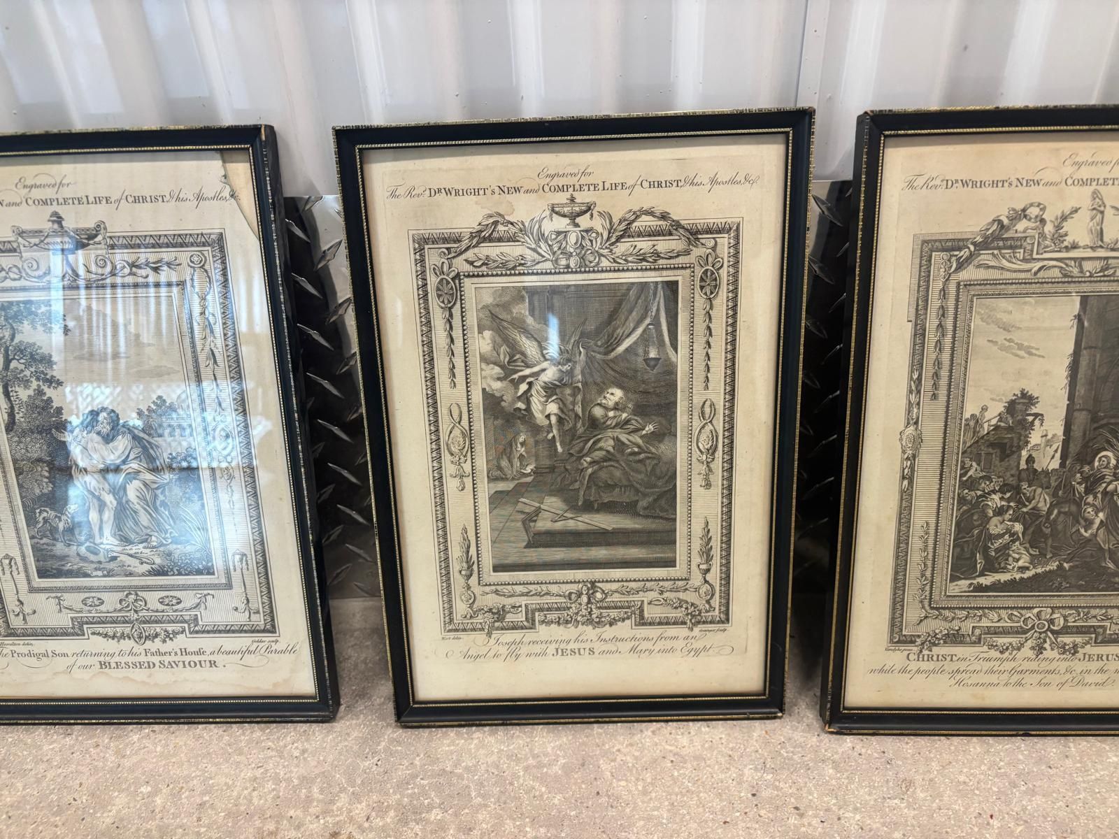 Five antique professionally framed etchings of the life of Christ. 14” x 10” $500 for all