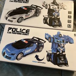 Police Car Morphin Robot Transformer Remote Controlled Control Car 2.4 GHz 