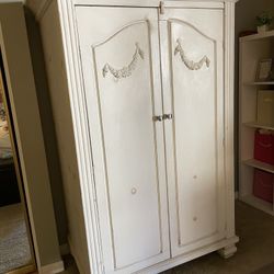 Vintage Shabby Chic Armoire & Nightstand -  2 Piece Set