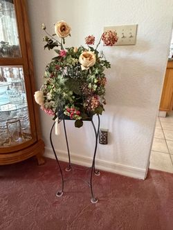Metal Birdcage Floral Arrangement on Stand