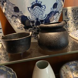 Two Small Halloween Witches Cauldrons for Fall Decoration