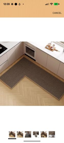 L Shape Kitchen Mat, Anti-slip Corner Kitchen Mats for Floor, 1 Piece L Shape Rug, Absorbent Runner in Front of Sink, Washable Floor Rugs for Home,Kit
