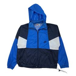 VINTAGE NIKE WINDBREAKER MEDIUM M MENS BLUE JACKET SWEATSHIRT TRAVIS FULL ZIP