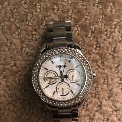 Silver Fossil Watch