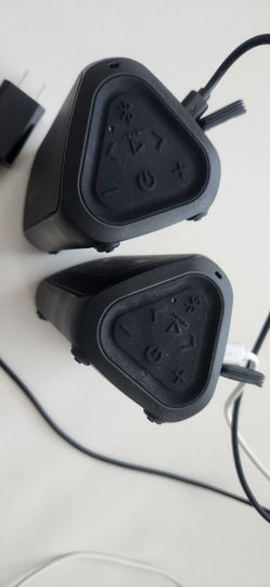 Pair of Black Bluetooth Portable Speakers