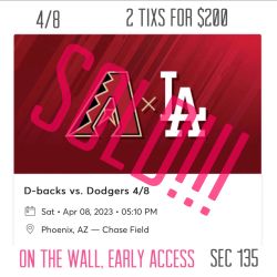 Arizona Diamondbacks Vs LA Dodgers 4/8 On The Wall