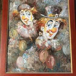 Two Clowns Acrylic Painting