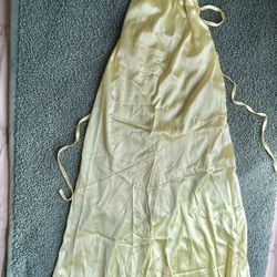 Satin Sleeves Event Dress Soft Yellow Size XS