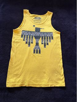 Sky Culture Boarding Pass native American eagle yellow tank top shirt small
