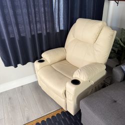 Beige Recliner With Cup holders