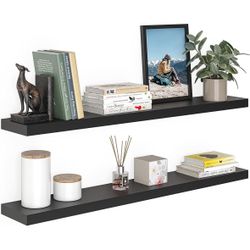 2 Pack Black Floating Shelves 48”