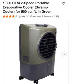 1,300 CFM 2-Speed Portable Evaporative Swamp Cooler
