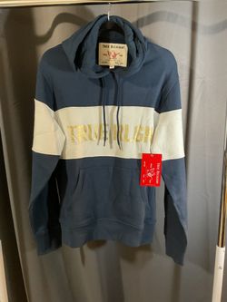 True Religion Navy and White Hoodie with Gold Accents