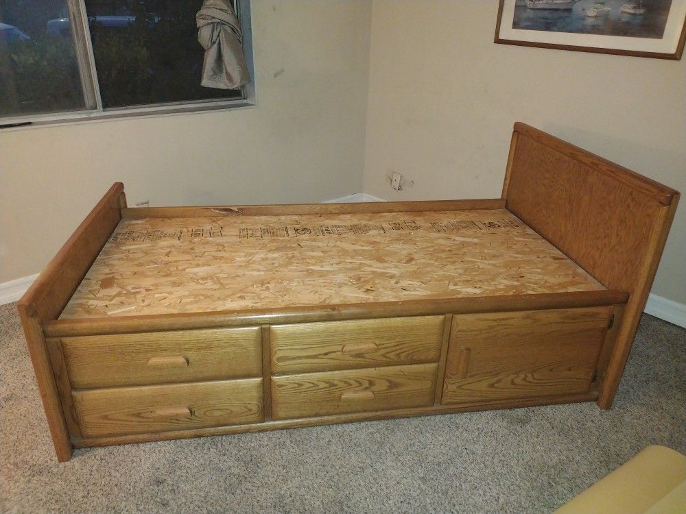 Clean Twin Bed With Storage