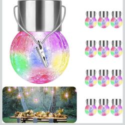 12 Pack Hanging Solar Lights Outdoor, Glass Ball Lights LED, Landscape Path Lights Solar Globe Lights for Patio Garden Yard Fence , Christmas Lights X