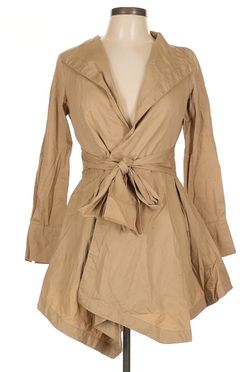 Khaki Wrap Trench Coat with Tie Belt